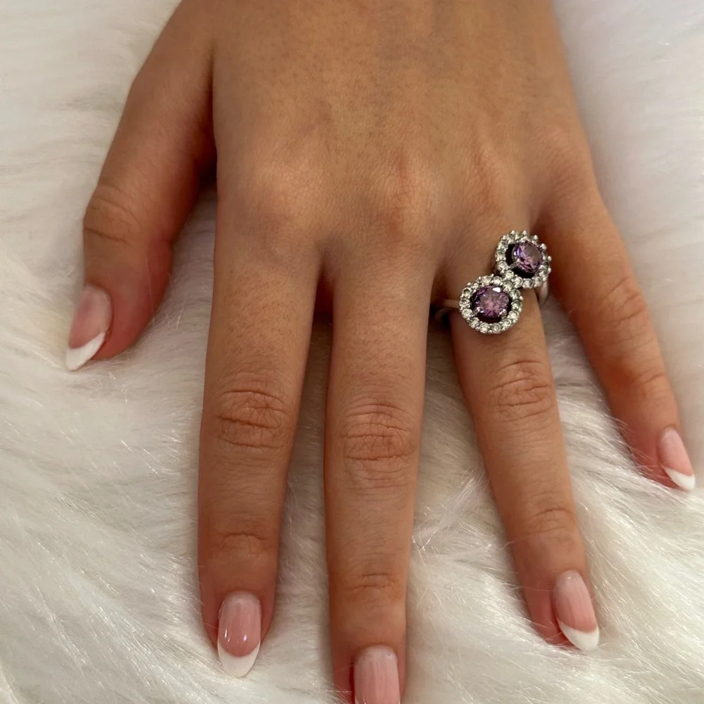 Elegant 925 sterling Silver Amethyst stone   Ring